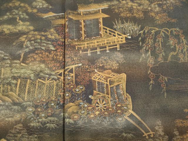 平和屋着物■訪問着 御所車風景花文 暈し染め 金彩 正絹 逸品 DABJ9355ya