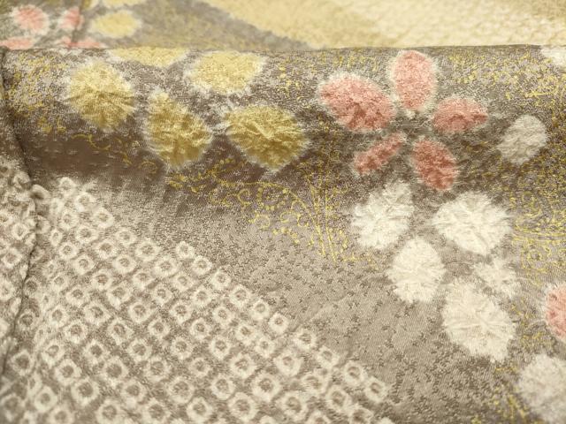 平和屋着物■訪問着 絞り 重ね山風景花文 金彩 正絹 逸品 DABJ9372ya