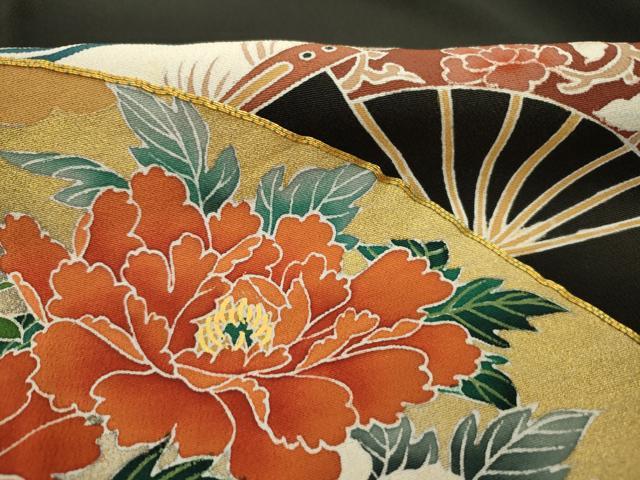 平和屋着物■豪華黒留袖 作家物 駒刺繍 扇面花文 暈し染め 金彩 正絹 逸品 DABJ9374ya