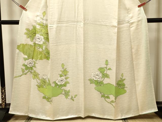 平和屋着物■訪問着 手描き 駒刺繍 草花文 正絹 逸品 DABJ9387ya