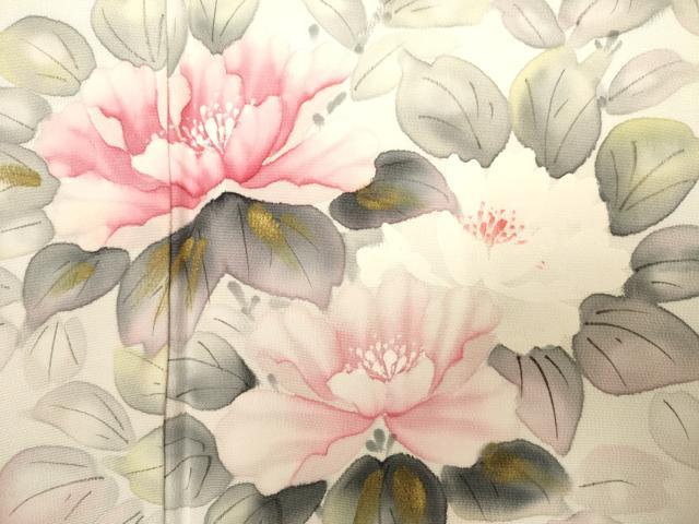 平和屋着物■訪問着 手描き 草花文 金彩 正絹 逸品 DABJ9388ya