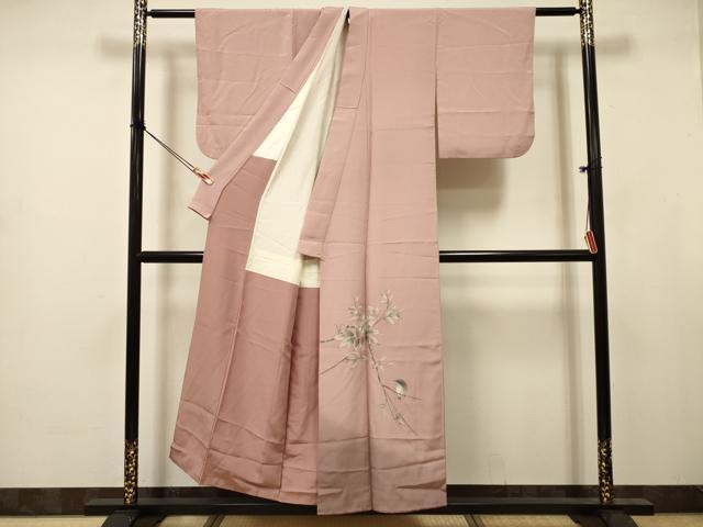 平和屋着物■色留訪問着 枝花文 暈し染め 小鳥 金彩 正絹 逸品 DABJ9403ya