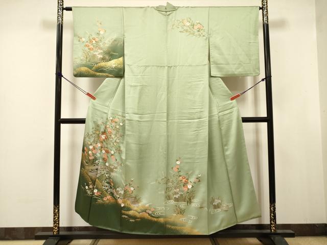 平和屋着物■訪問着 流水花船文 暈し染め 金彩 正絹 逸品 DABJ9405ya