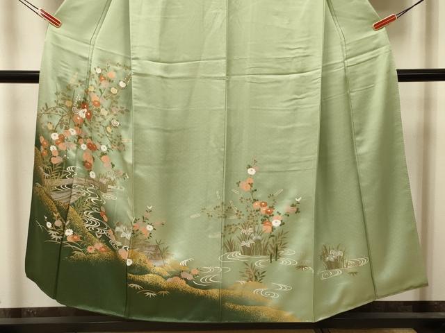 平和屋着物■訪問着 流水花船文 暈し染め 金彩 正絹 逸品 DABJ9405ya