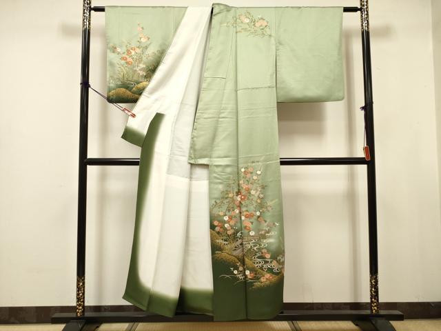 平和屋着物■訪問着 流水花船文 暈し染め 金彩 正絹 逸品 DABJ9405ya