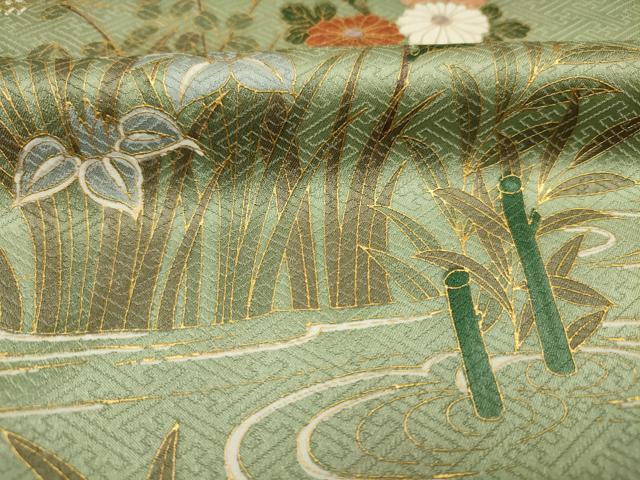 平和屋着物■訪問着 流水花船文 暈し染め 金彩 正絹 逸品 DABJ9405ya