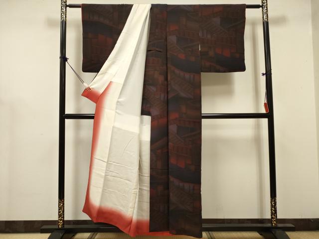 平和屋着物■上質な小紋 風景文 正絹 逸品 DABJ9409ya
