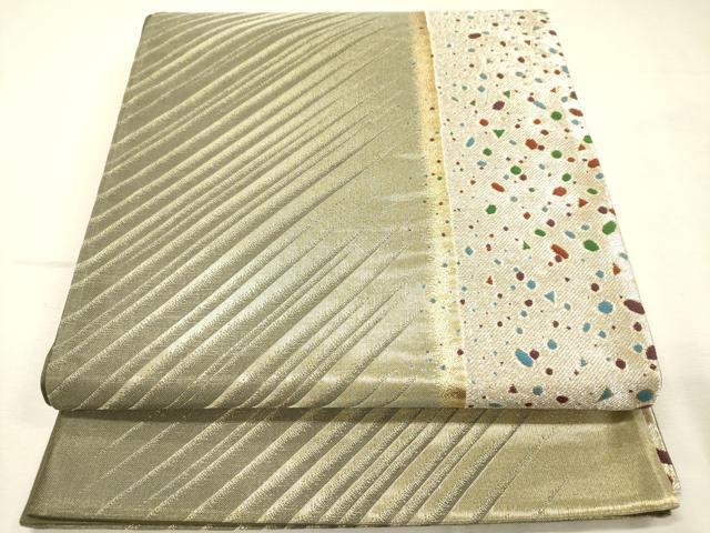 平和屋着物◎西陣 六通柄袋帯 斜縞 箔散らし 金糸 証紙付き 正絹 逸品 DABJ9410ya