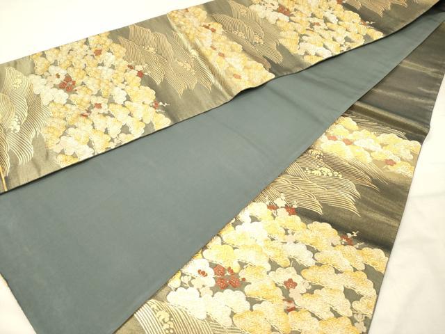 平和屋着物◎六通柄袋帯 唐織 立波梅松文 金銀糸 正絹 逸品 DABJ9429ya