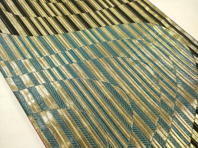 平和屋着物◎六通柄袋帯 夢紀行 黒地 金糸 正絹 逸品 DABJ9432ya