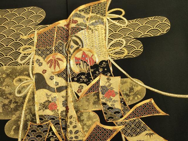 平和屋着物■豪華黒留袖 駒刺繍 几帳花蝶文 金銀彩 正絹 逸品 DABJ9467ya