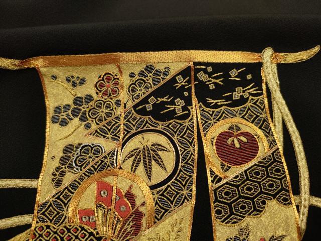 平和屋着物■豪華黒留袖 駒刺繍 几帳花蝶文 金銀彩 正絹 逸品 DABJ9467ya