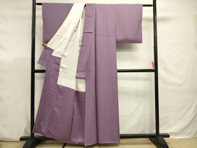 平和屋着物■本草木染作家 瑞寶 色無地 霞地紋 古代紫色 正絹 逸品 DABJ9471ya