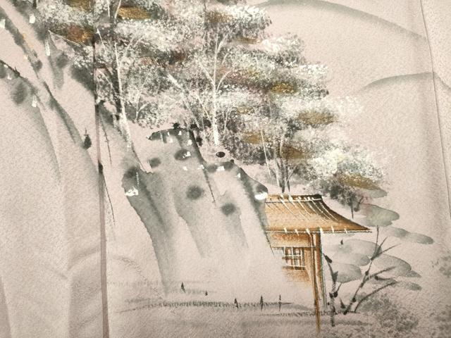 平和屋着物■訪問着 手描き 風景文 金彩 正絹 逸品 DABJ9472ya