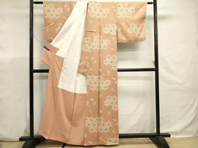 平和屋着物■上質な小紋 型染め 亀甲花文 正絹 逸品 未使用 DABJ9482ya