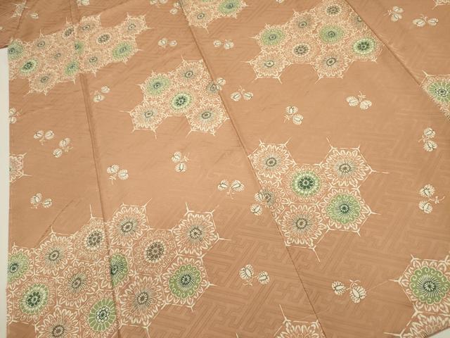 平和屋着物■上質な小紋 型染め 亀甲花文 正絹 逸品 未使用 DABJ9482ya