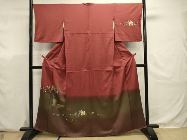 平和屋着物■訪問着 舞蝶花文 暈し染め 金彩 正絹 逸品 DABJ9484ya