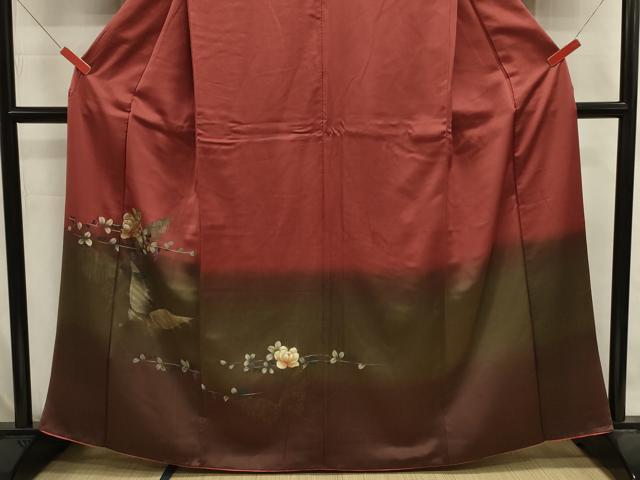 平和屋着物■訪問着 舞蝶花文 暈し染め 金彩 正絹 逸品 DABJ9484ya