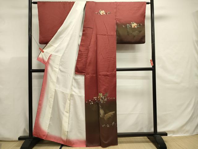 平和屋着物■訪問着 舞蝶花文 暈し染め 金彩 正絹 逸品 DABJ9484ya