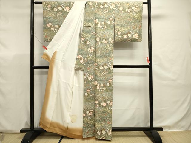 平和屋着物■上質な小紋 流水草花文 金彩 正絹 逸品 DABJ9485ya