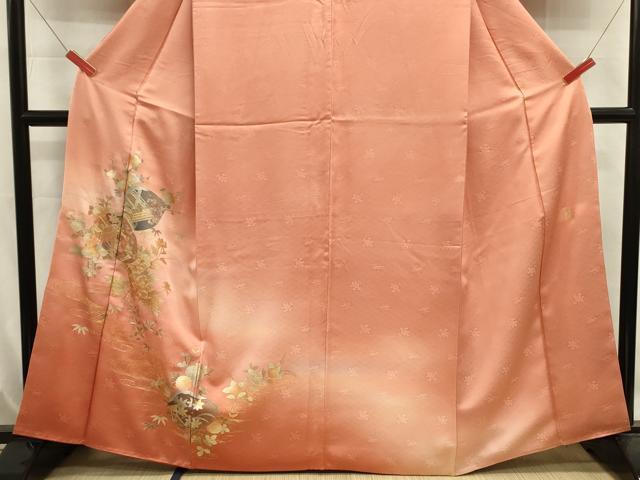 平和屋着物■訪問着 御所車貝合わせ花文 暈し染め 金銀彩 正絹 逸品 DABJ9486ya
