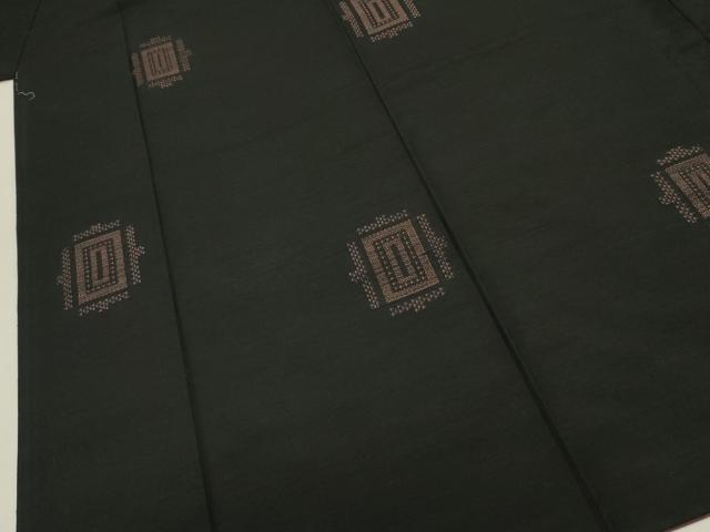 平和屋着物■上質な紬 100亀甲 抽象文 黒地 正絹 逸品 DABJ9495ya