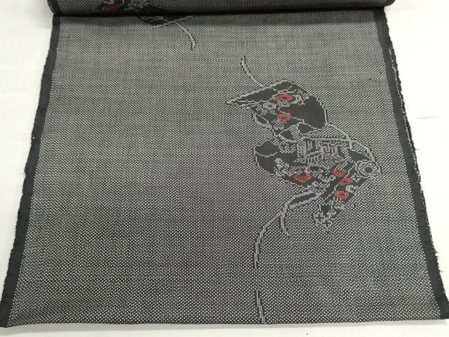 平和屋着物▼本場大島紬 反物 着尺 7マルキ 絵巻花文 逸品 未使用 DABJ9630we