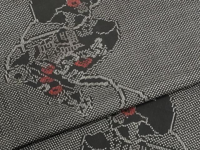 平和屋着物▼本場大島紬 反物 着尺 7マルキ 絵巻花文 逸品 未使用 DABJ9630we