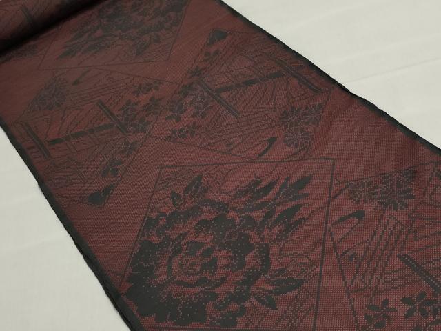 平和屋着物▼本場大島紬 反物 着尺 風景花文 逸品 未使用 DABJ9633we