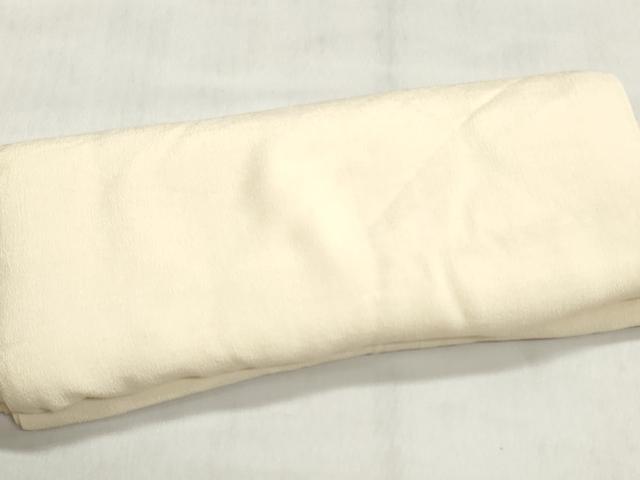 平和屋着物▼白生地 反物 着尺 白橡色 鬼しぼ縮緬 逸品 未使用 DABJ9759we