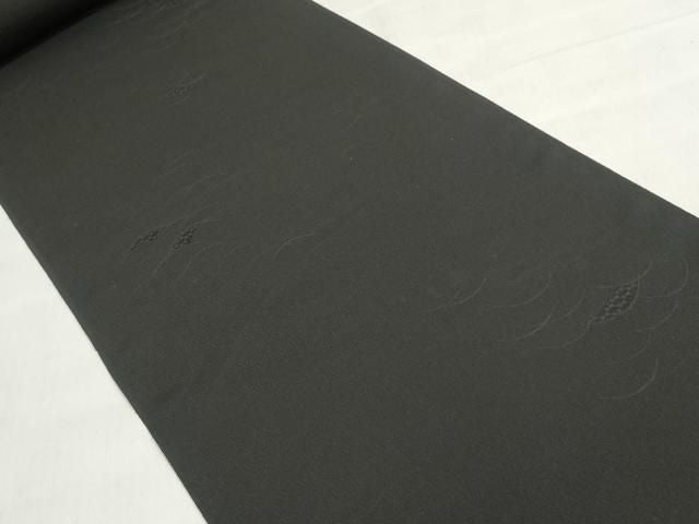 平和屋着物▼羽織・コート 黒生地 反物 羽尺 香里織 芝地紋 丹後ちりめん 逸品 未使用 DABJ9855we