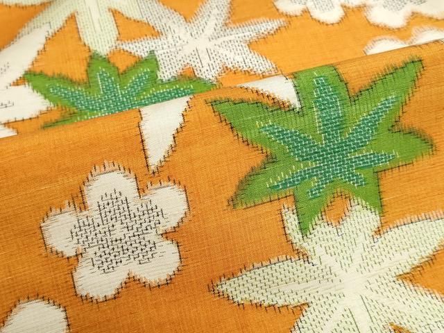 平和屋着物▼江戸紬 反物 着尺 草花文 証紙付き 逸品 未使用 DABJ9879we