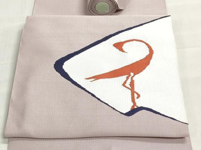 平和屋着物▼名古屋帯 帯反物 綴れ 休み鳥 逸品 未使用 DABJ9919we