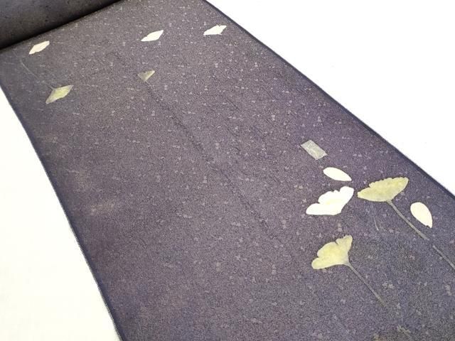 平和屋着物●付下げ 解き反物 着尺 作家物 手描き 草花文 金通し地 逸品 DABJ9931we