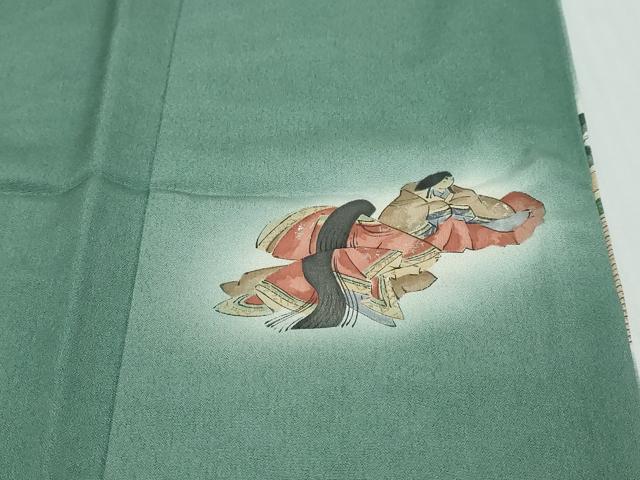 平和屋着物●友禅師・京の名工・伝統工芸士・樽本伊勢蔵 訪問着 横段平安人物文 暈し染め 金彩 正絹 逸品 DABK0007ud