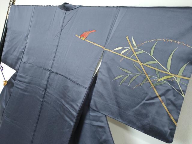 平和屋着物●二代目清次郎 手描き 訪問着 花鳥文 暈し染め 金彩 正絹 逸品 DABK0011ud