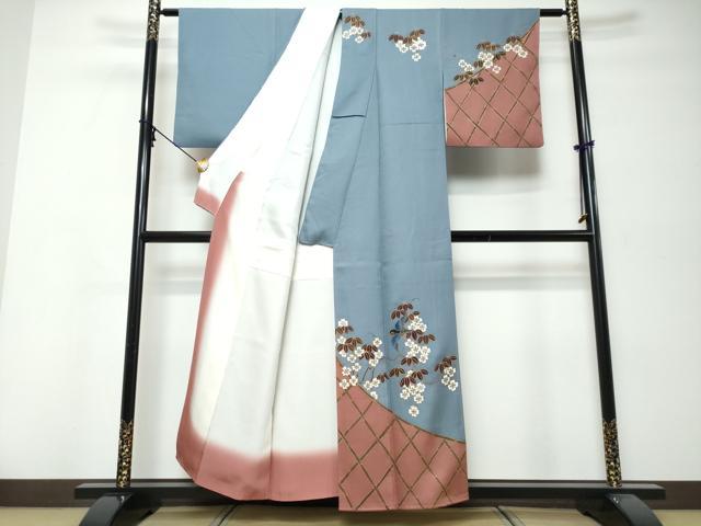 平和屋着物●二代目清次郎 手描き 訪問着 花鳥文 金彩 正絹 逸品 DABK0012ud