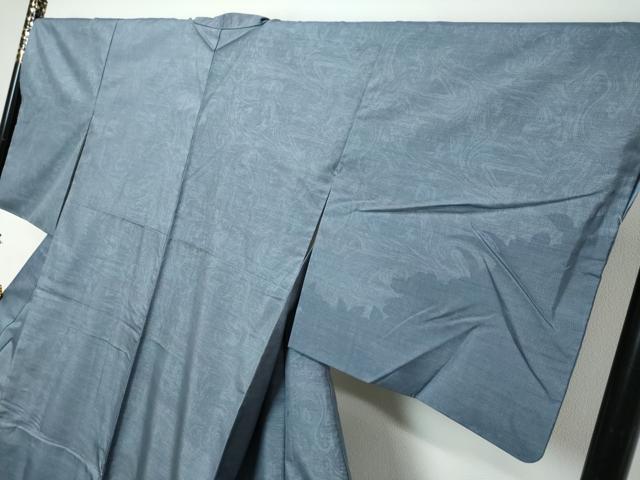 平和屋着物●訪問着 紬地 草花文 シルエット ロング丈 正絹 逸品 DABK0015ud
