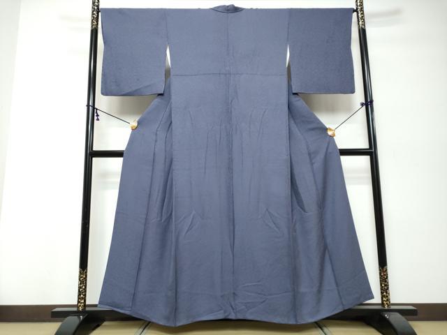 平和屋着物●上質な色無地 舞花地紋 濃鼠色 正絹 逸品 DABK0019ud