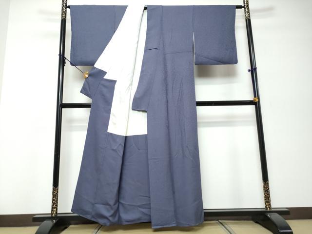 平和屋着物●上質な色無地 舞花地紋 濃鼠色 正絹 逸品 DABK0019ud
