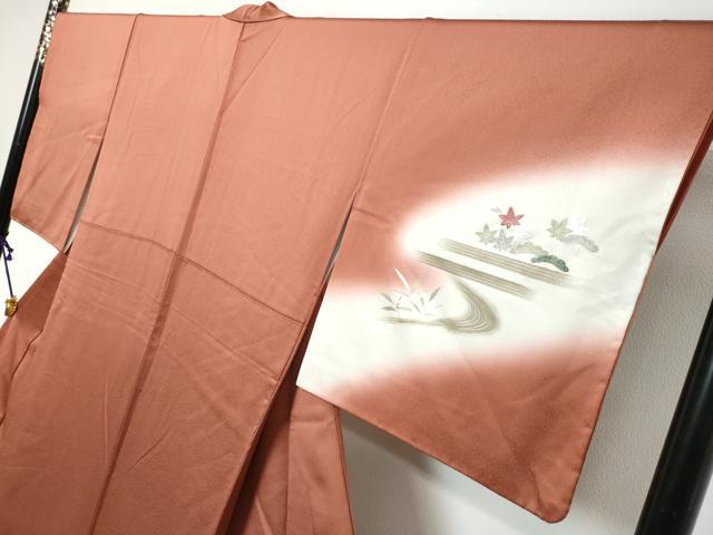 平和屋着物●訪問着 流水草花籬文 暈し染め 金銀彩 正絹 逸品 DABK0021ud