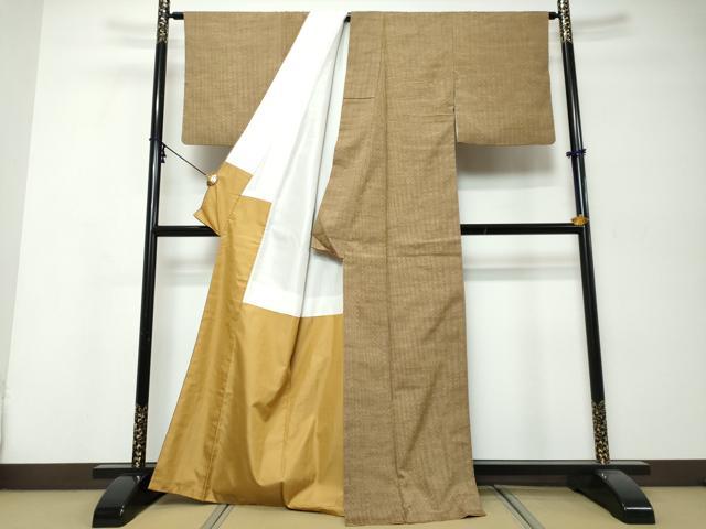 平和屋着物●伝統工芸士 七代目 吉澤与市 紬 変わり縞 正絹 逸品 DABK0036ud