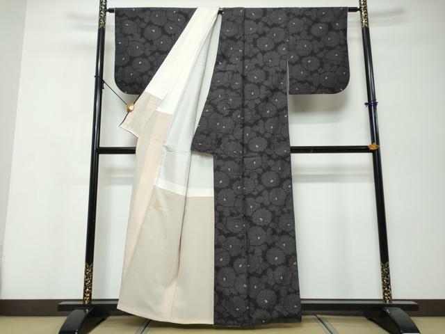 平和屋着物●結城紬 80亀甲 花尽くし文 正絹 逸品 DABK0041ud