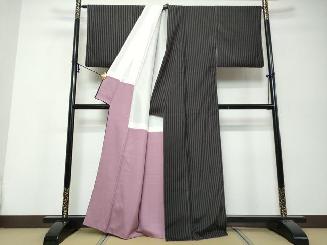 平和屋着物●上質な紬 縞 正絹 逸品 DABK0045ud