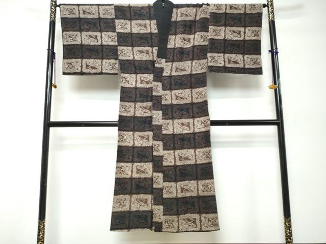 平和屋着物●男性 長襦袢 袷 龍 正絹 逸品 DABK0066ud