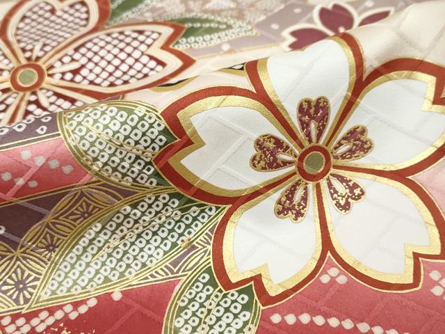 平和屋着物●豪華振袖 作家物 エ霞舞花文 暈し染め 金彩 正絹 逸品 DABK0081ud