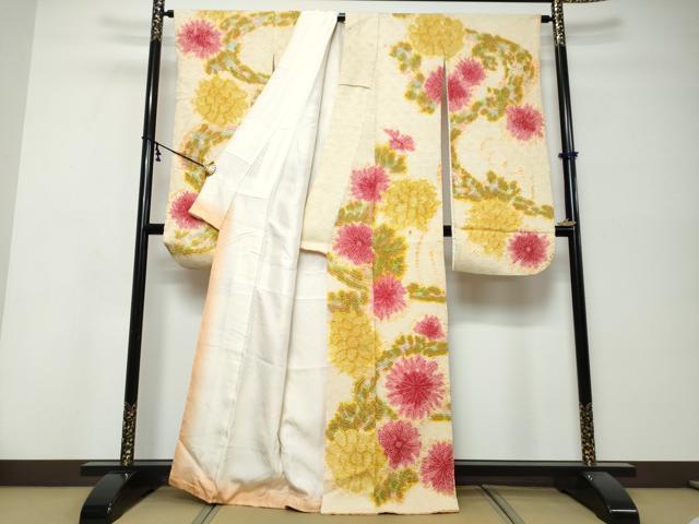 平和屋着物●豪華振袖 総絞り 立波舞花文 正絹 逸品 DABK0083ud