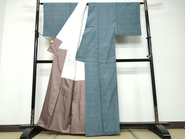 平和屋着物●本塩沢 抽象文様 正絹 逸品 DABK0085ud