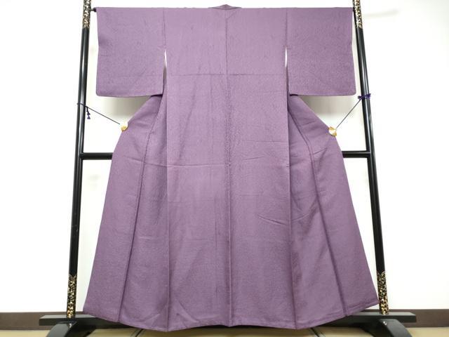 平和屋着物●上質な色無地 更紗花唐草地紋 本紫色 正絹 逸品 DABK0087ud