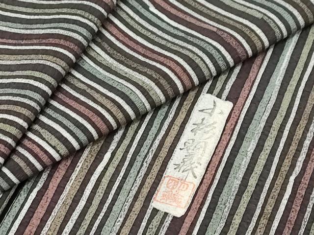 平和屋着物●小杉明義 小紋 ろうけつ染め 変わり縞 正絹 逸品 DABK0093ud